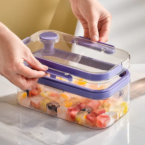 2 In 1 Press Ice Cube Making Mould andStorage Box with Lid Portable-Festivesl