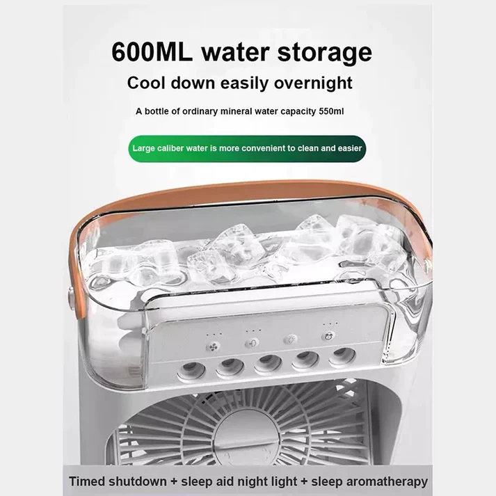 3 In 1 Air Cooling Fan Portable Fan Timer with Lights 5 Jets 3 Speeds-Festivesl