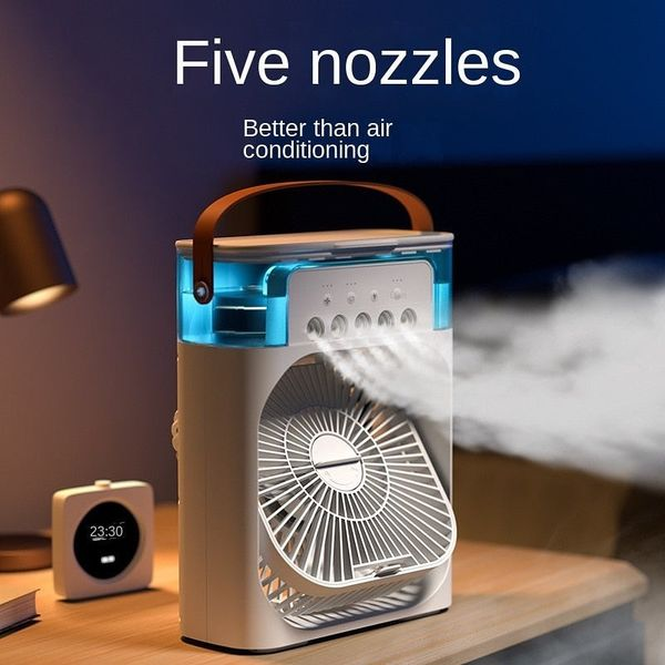 3 In 1 Air Cooling Fan Portable Fan Timer with Lights 5 Jets 3 Speeds-Festivesl