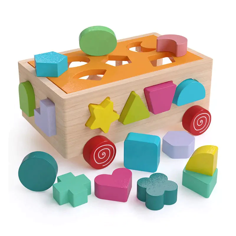 Montessori Toy Set Wooden Toys Baby Fishing Pull Along Car Shape Cognitive Puzzle Learing Toy Children Wooden Baby Toys-Festivesl