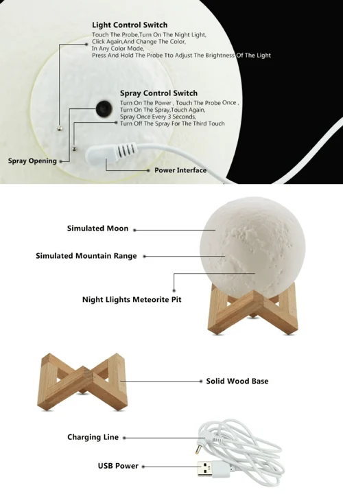 3D MOON NIGHT LAMP HUMIDIFIER-Festivesl