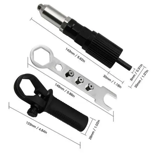 Professional Rivet Gun Adapter Kit With 4Pcs Different Matching Nozzle Bolts-Festivesl