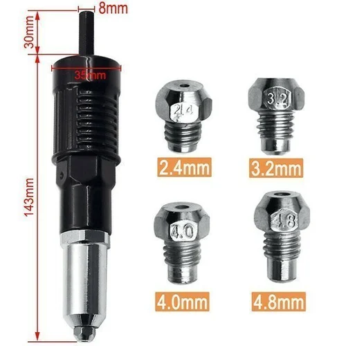 Professional Rivet Gun Adapter Kit With 4Pcs Different Matching Nozzle Bolts-Festivesl