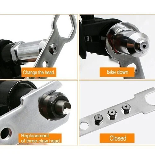 Professional Rivet Gun Adapter Kit With 4Pcs Different Matching Nozzle Bolts-Festivesl