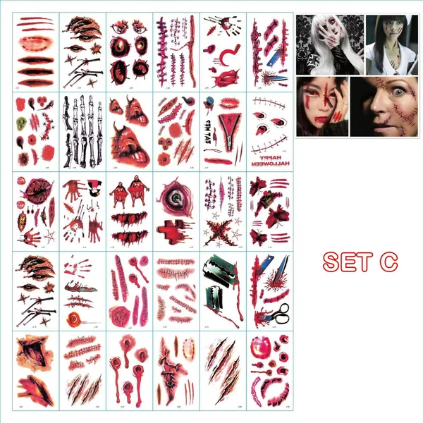 (🎃HALLOWEEN PRE SALE - 49% OFF) Halloween Prank Makeup Temporary Tattoo😈Realistic & Easy To Remove-Festivesl