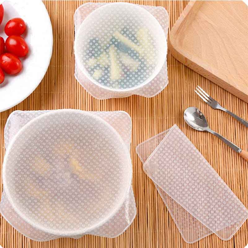 3pcs Reusable Silicone Food Wrap Cling FilmS&M&L-Festivesl