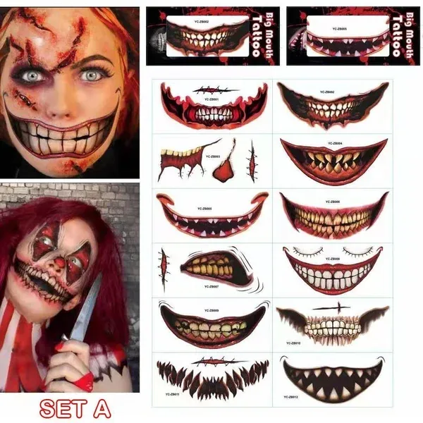 (🎃HALLOWEEN PRE SALE - 49% OFF) Halloween Prank Makeup Temporary Tattoo😈Realistic & Easy To Remove-Festivesl