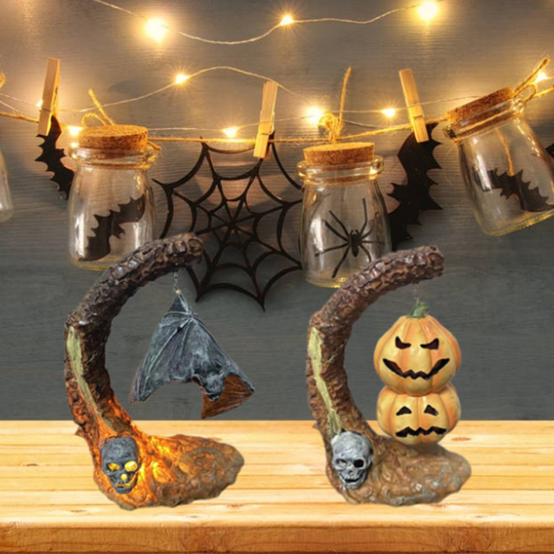 🔥HOT SALE - 49% OFF 🔥Halloween Bat Lamp Resin Ornament(Two Free Shipping)-Festivesl