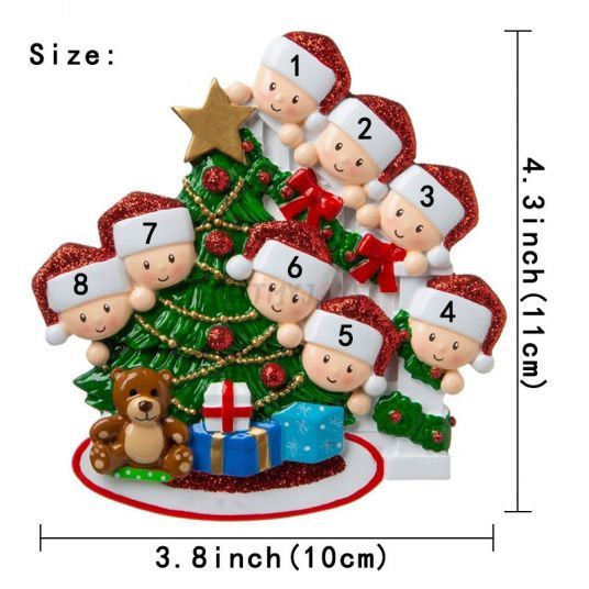 Personalized Engraved Peeking Family of 2-8 Personalized Christmas Ornament-Festivesl