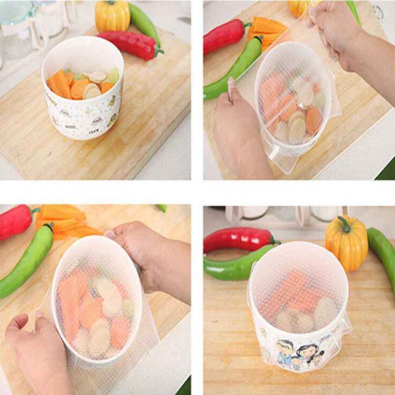 3pcs Reusable Silicone Food Wrap Cling FilmS&M&L-Festivesl