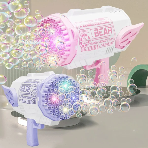 🔥Hot Sale👉 80-Hole Bubble Gun Angel Wing Style With Colorful Led Lights-Festivesl