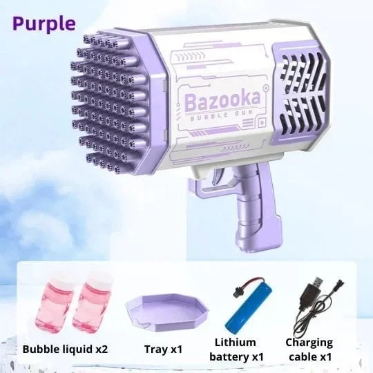 🔥Hot Sale👉 80-Hole Bubble Gun Angel Wing Style With Colorful Led Lights-Festivesl