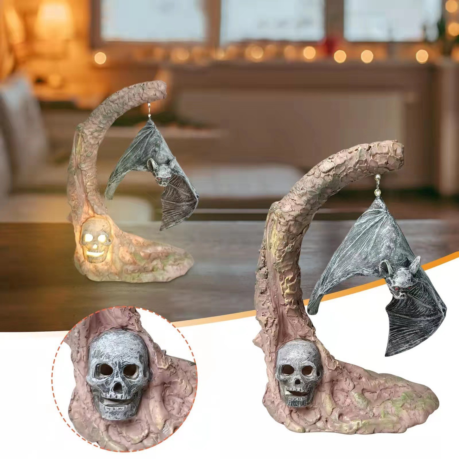 🔥HOT SALE - 49% OFF 🔥Halloween Bat Lamp Resin Ornament(Two Free Shipping)-Festivesl