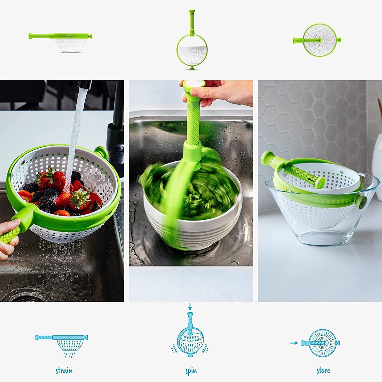 🔥HOT SALE - 50% OFF 🔥Kitchen Green Salad Spin Drainer-Festivesl