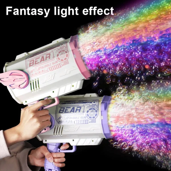 🔥Hot Sale👉 80-Hole Bubble Gun Angel Wing Style With Colorful Led Lights-Festivesl