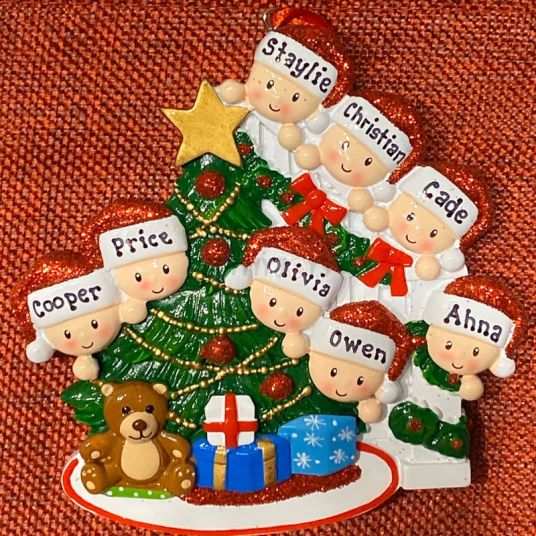 Personalized Engraved Peeking Family of 2-8 Personalized Christmas Ornament-Festivesl