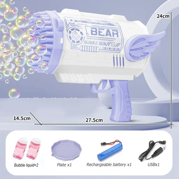 🔥Hot Sale👉 80-Hole Bubble Gun Angel Wing Style With Colorful Led Lights-Festivesl