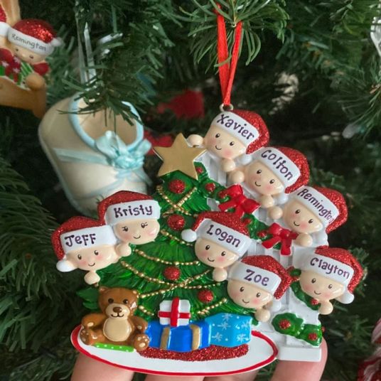 Personalized Engraved Peeking Family of 2-8 Personalized Christmas Ornament-Festivesl