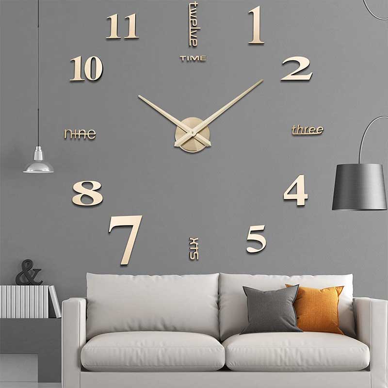 3D DIY Wall Clock Decor Sticker Mirror Frameless-Festivesl