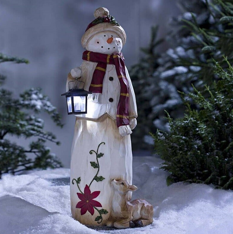 🔥Christmas Gift 70% OFF🎁Woodland Snowman with Solar Lantern -Festivesl