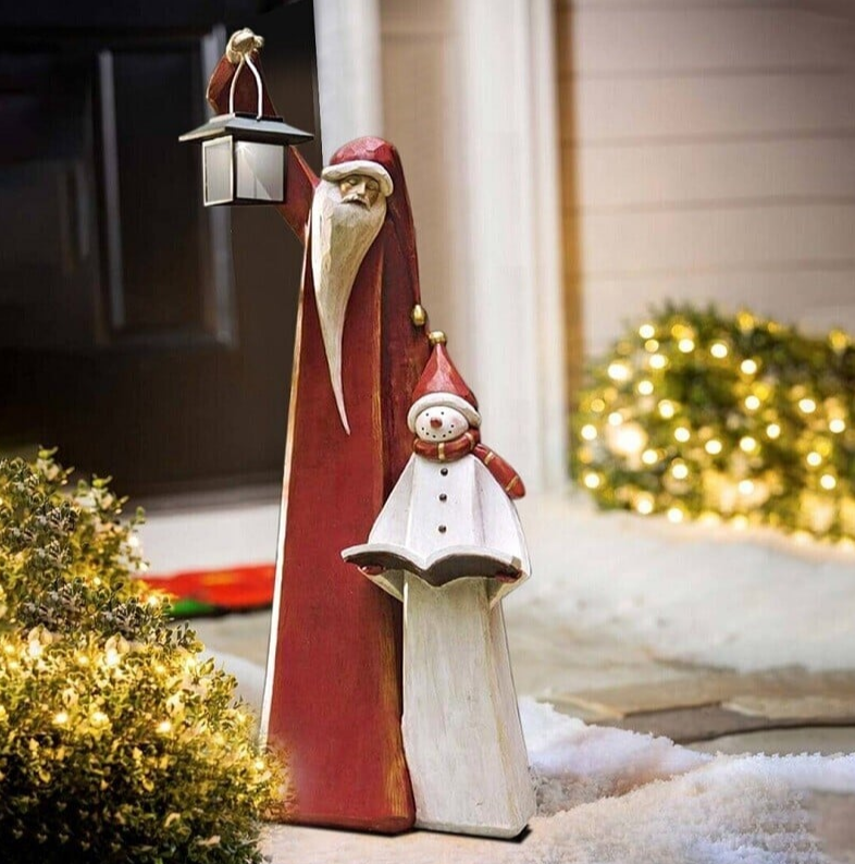 🔥Christmas Gift 70% OFF🎁Woodland Snowman with Solar Lantern -Festivesl