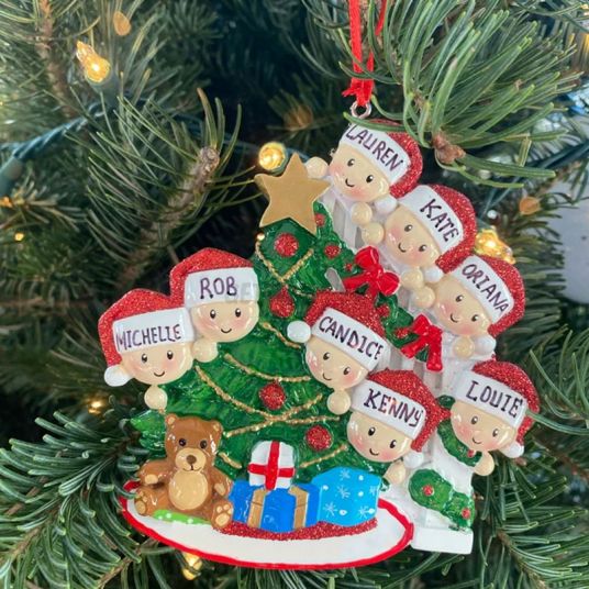 Personalized Engraved Peeking Family of 2-8 Personalized Christmas Ornament-Festivesl