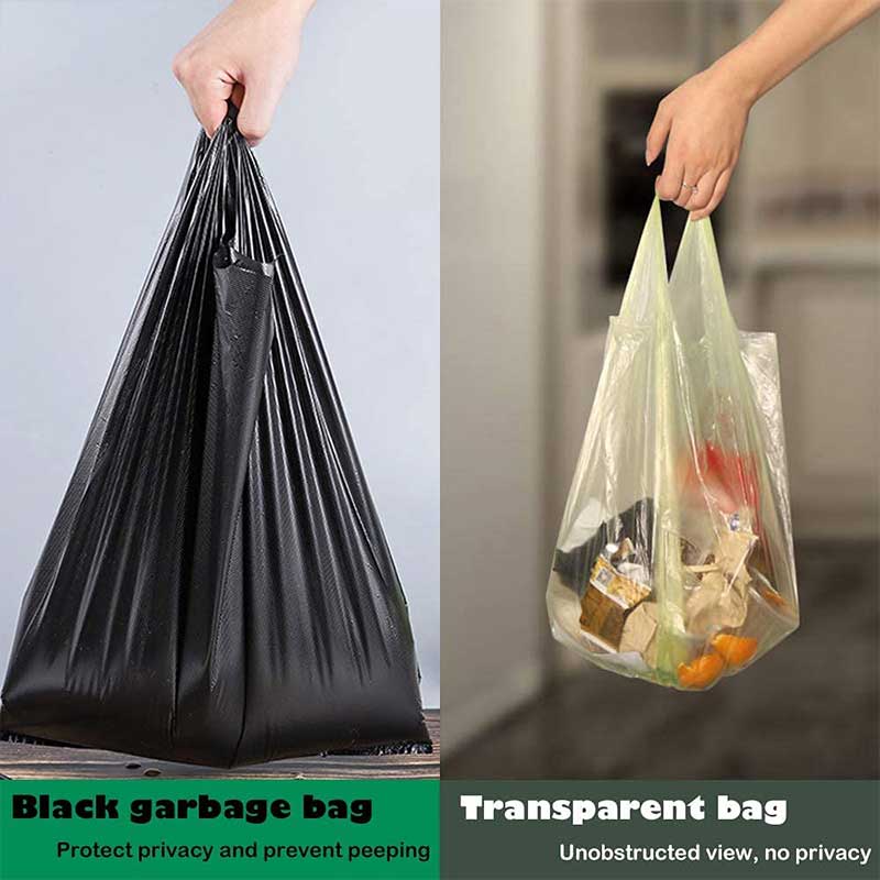 Black Bathroom Plastic Bags with Handle (50PC)-Festivesl