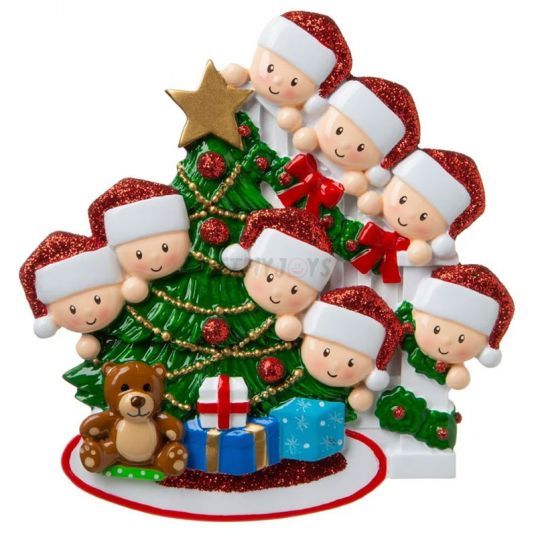 Personalized Engraved Peeking Family of 2-8 Personalized Christmas Ornament-Festivesl