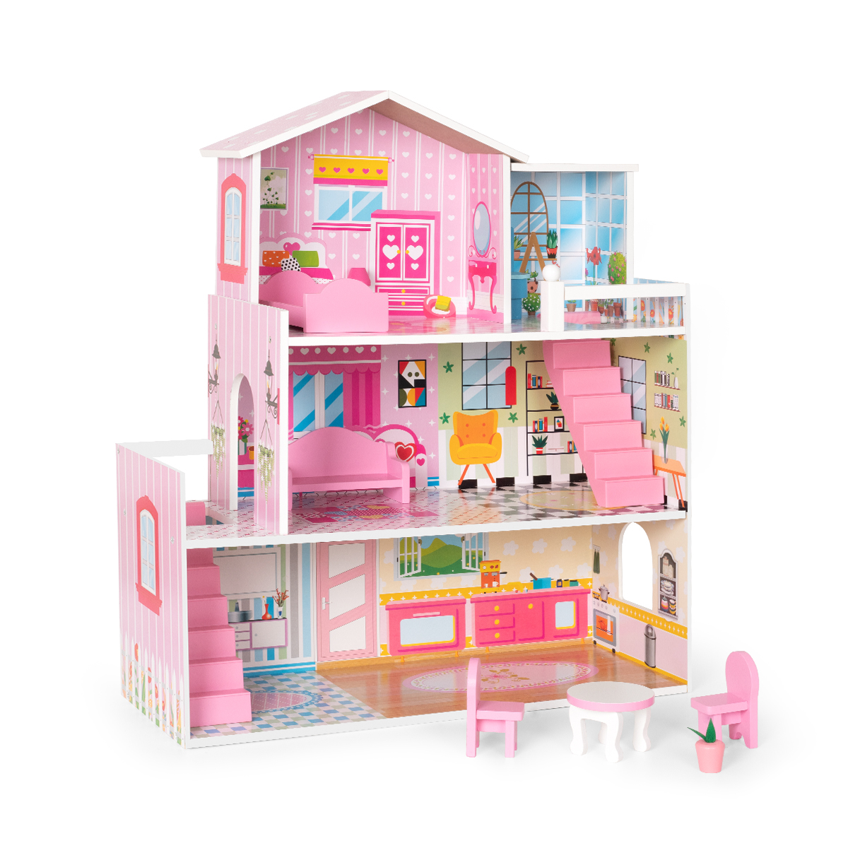 Puppenhaus Spielset Hölzernes mit Möbeln und Zubehör Puppenhausmöbel