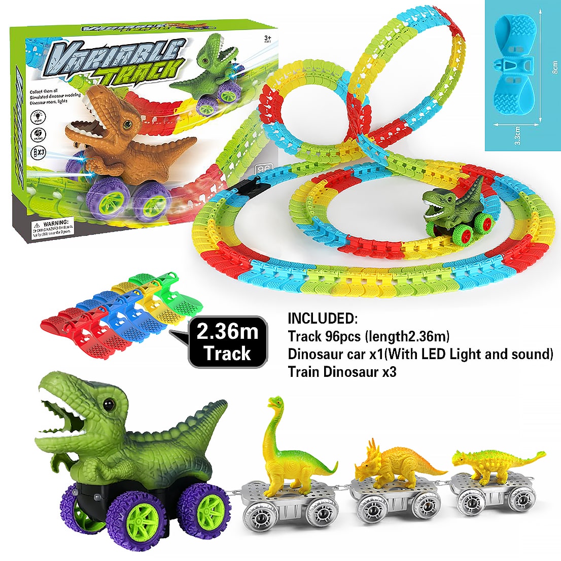 Dinosaur Traffic Jam Gravity Race Track Toy