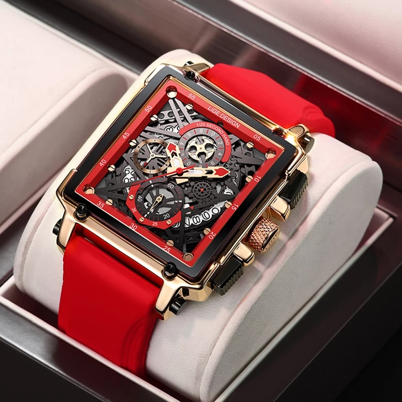  2022 Top Brand Luxury Mens Watches Square Digital Sports Quartz Wrist Watch for Men Waterproof Stopwatch