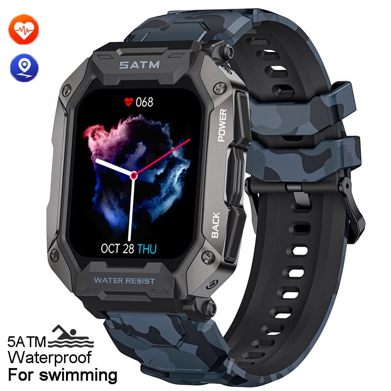 100M Waterproof Rugged Military Grade Bluetooth Call Smart Watches for Men