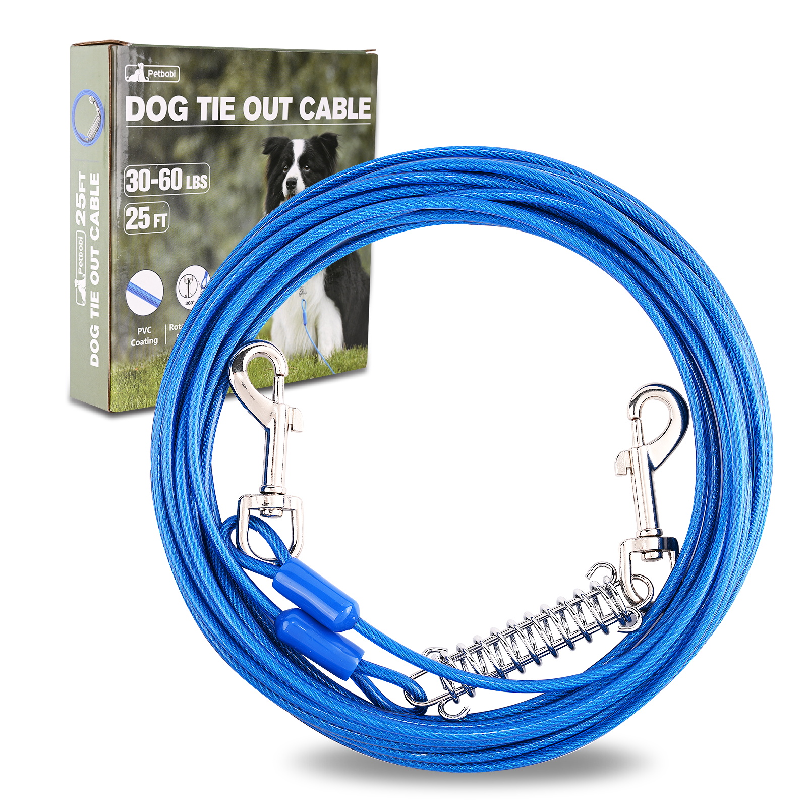Dog Tie-Out Cable Set - 25ft/90lbs