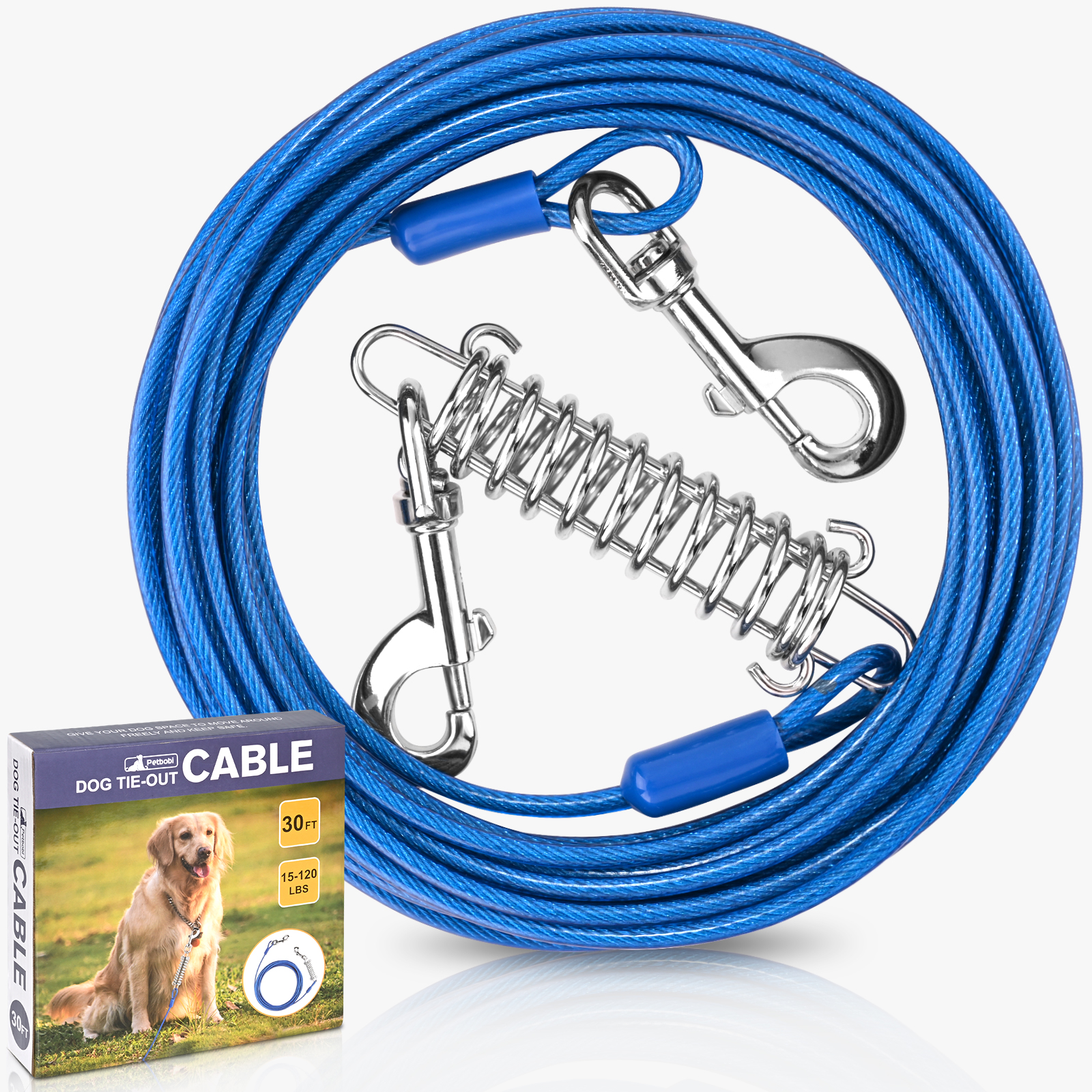 Dog Tie-Out Cable Set - 30ft/120lbs