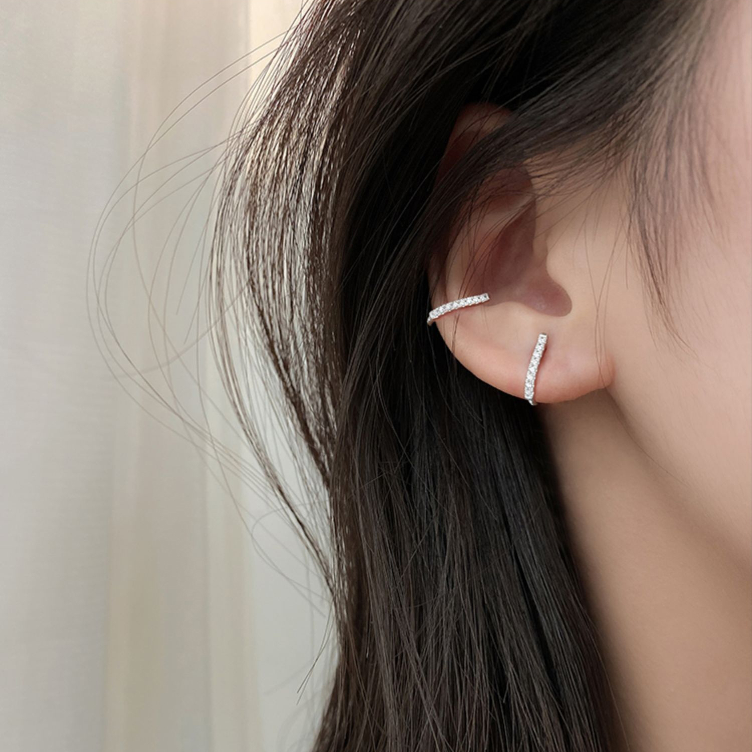 925 Sterling Silve Earrings with Zircon Simple Style
