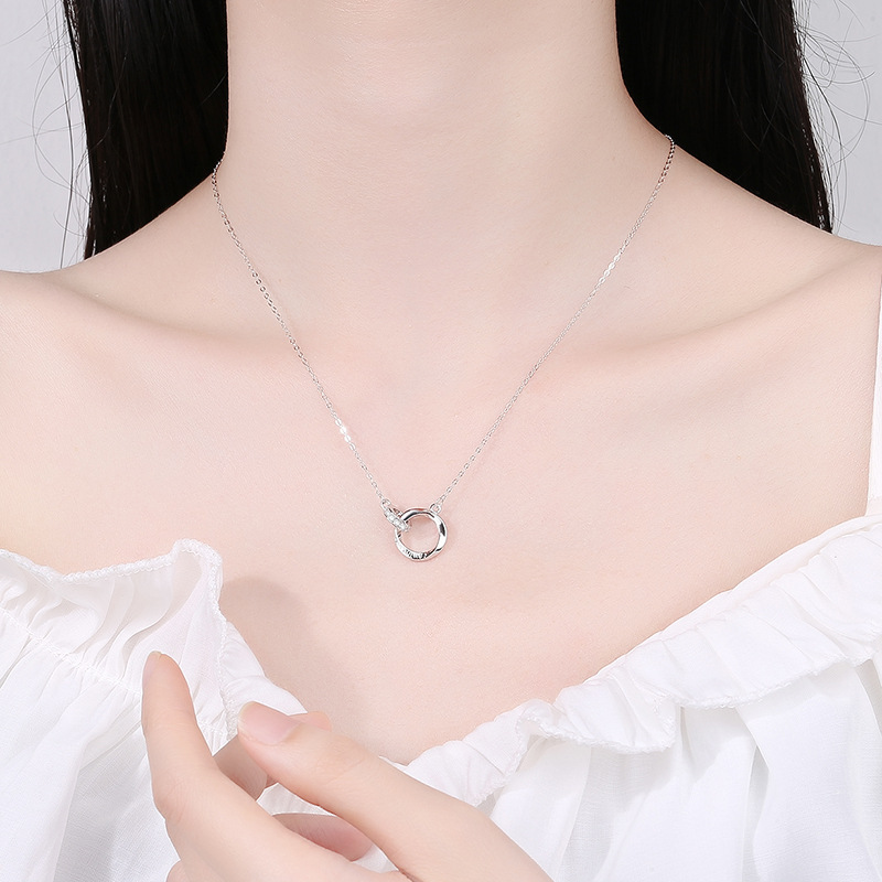 S925 Sterling Silver Necklace with Cubic Zirconia Anniversary