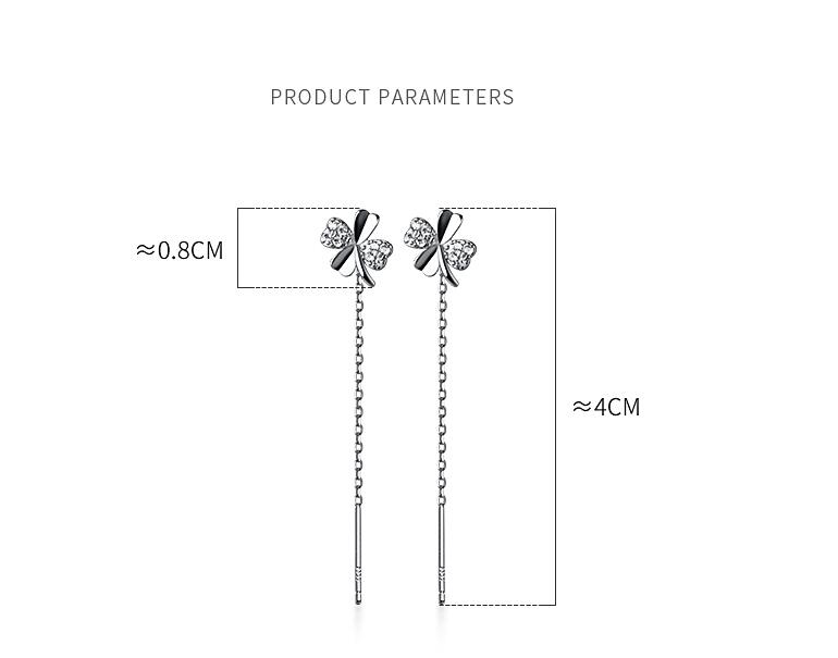 #146 925 Sterling Silver Chain Dangle Earrings Clover Style