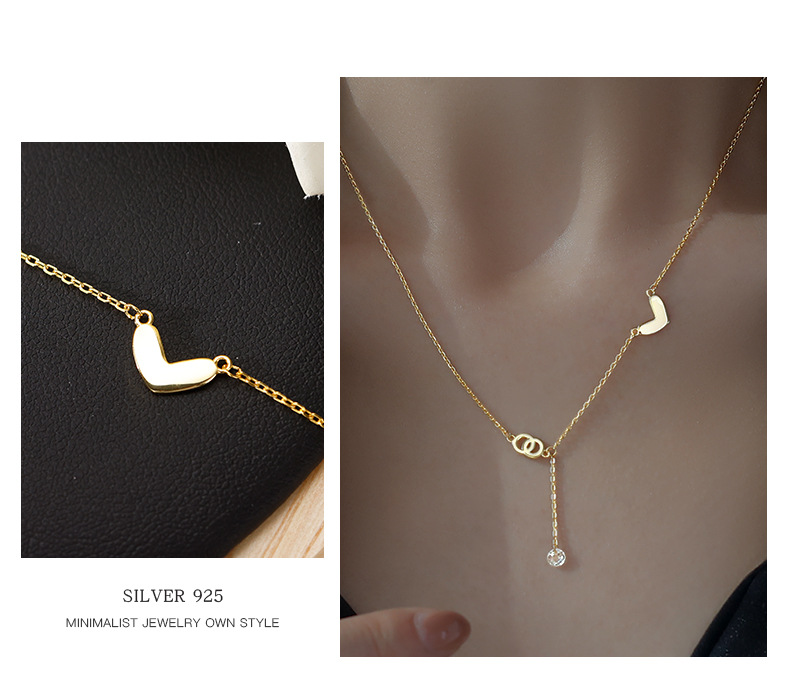 S925 Sterling Silver Necklace with Cubic Zirconia Anniversary