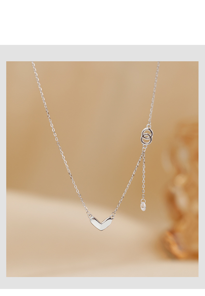 S925 Sterling Silver Necklace with Cubic Zirconia Anniversary