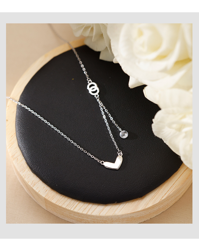 S925 Sterling Silver Necklace with Cubic Zirconia Anniversary