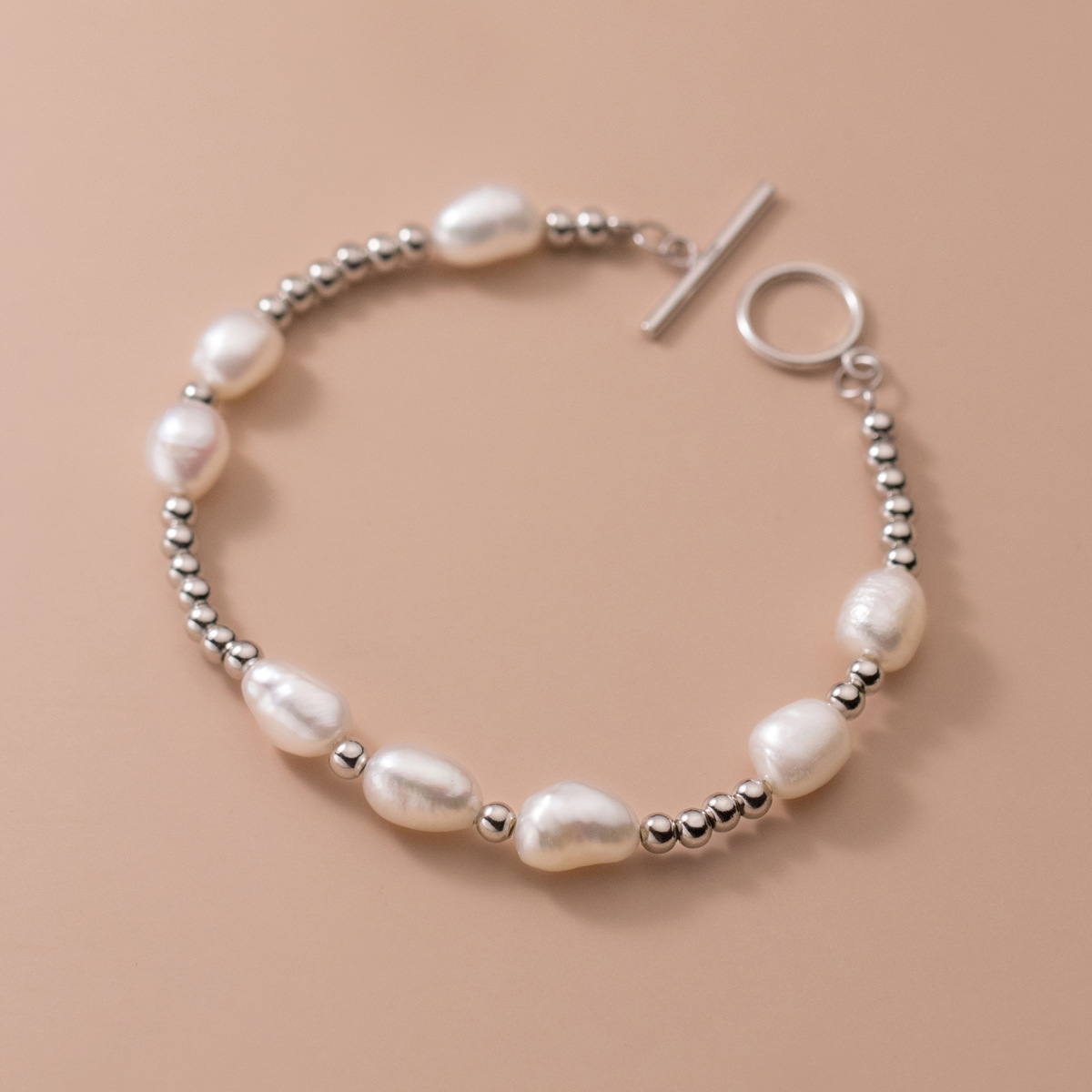 925 Sterling Silver Bracelet with Freshwater Pearl for Woment Casual Style