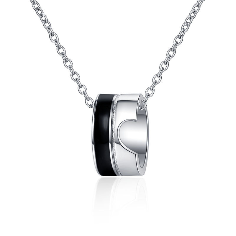925 Sterling Silver Pendant Necklace with Zircon for Couples