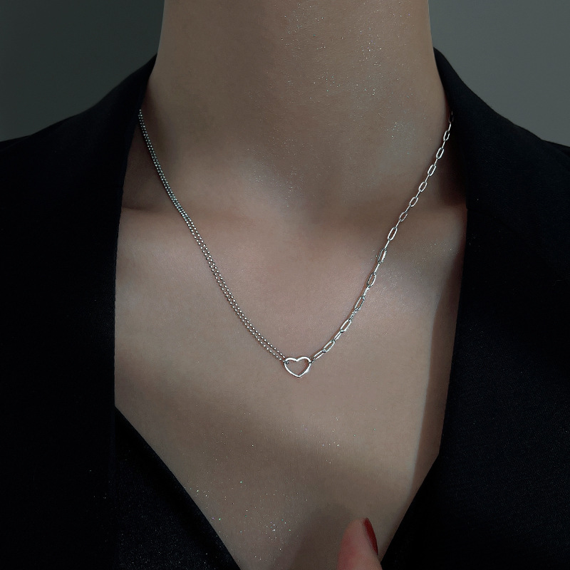 925 Sterling Silver Pendant  Necklace Unique Casual Heart Design