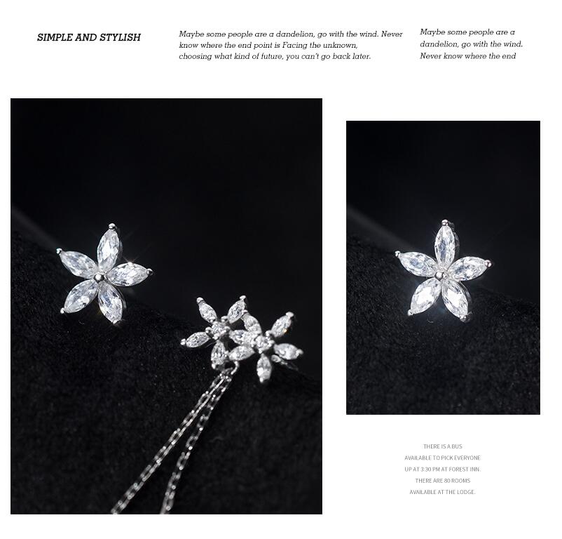 Asymmetry Stud Earrings 925 Sterling Silver Long Chain Clip Earring