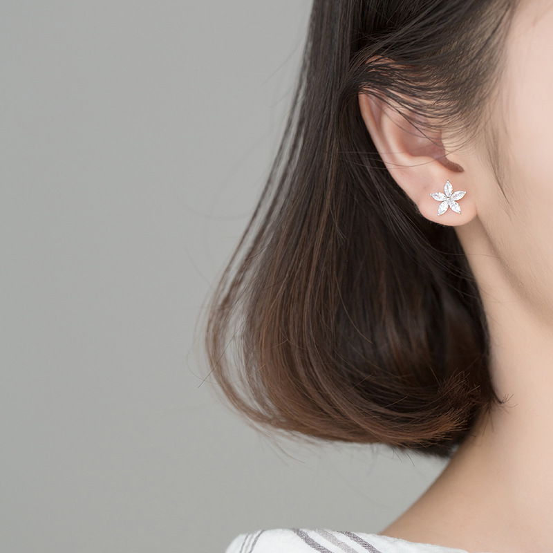 Asymmetry Stud Earrings 925 Sterling Silver Long Chain Clip Earring