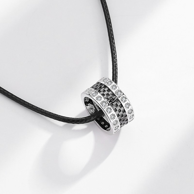 925 Sterling Silver Pendant Necklace with Zircon for Men