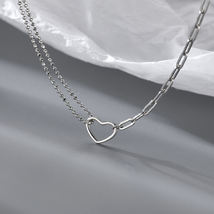 925 Sterling Silver Pendant Necklace Unique Casual Heart Design