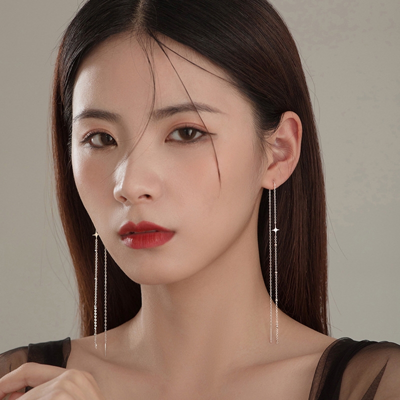 925 Sterling Silver Chain Dangle Earrings