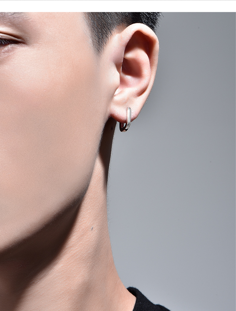 925 Sterling Silver Hoop Earrings for Men Casual