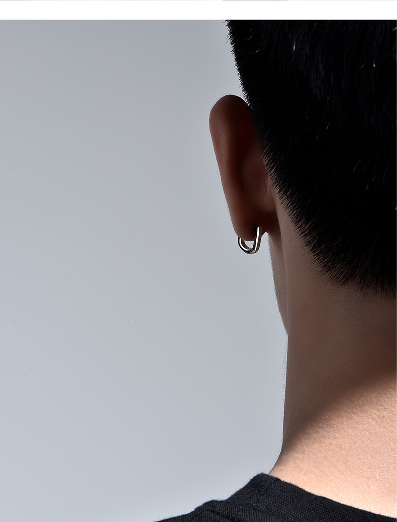 925 Sterling Silver Hoop Earrings for Men Casual